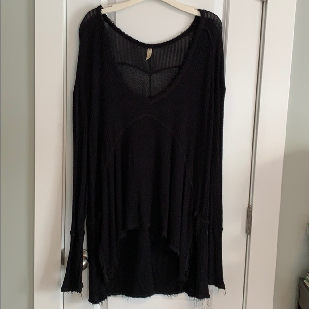 Free People Distressed Black Tunic